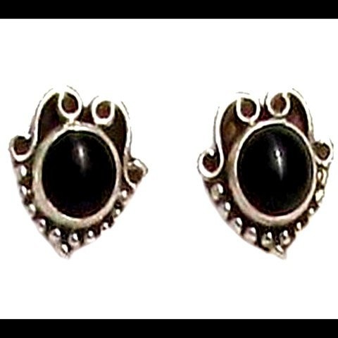 Bijoux Onyx argent - Boucles d'Oreilles indiennes Onyx