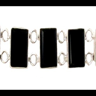 Bijoux indiens - Bracelet Onyx - Bracelet indien en argent
