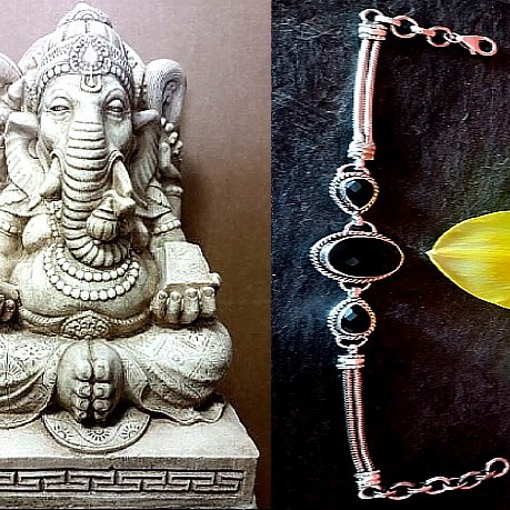 Bijoux indiens - Bracelet Onyx - Bracelet indien en argent