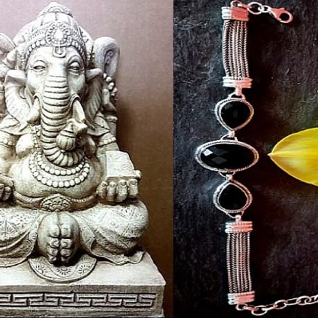 Bijoux indiens - Bracelet Onyx - Bracelet indien en argent