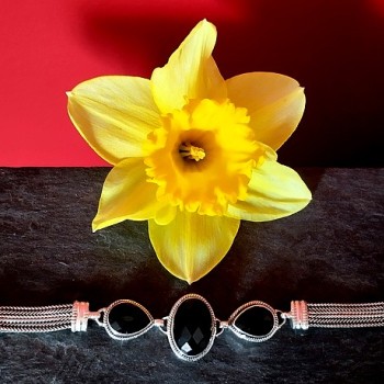 Bijoux indiens - Bracelet Onyx - Bracelet indien en argent