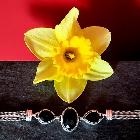 Bijoux indiens - Bracelet Onyx - Bracelet indien en argent