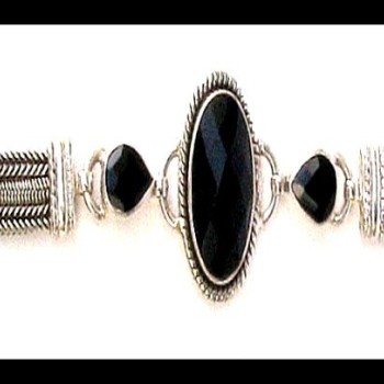 Bijoux indiens - Bracelet Onyx - Bracelet indien en argent