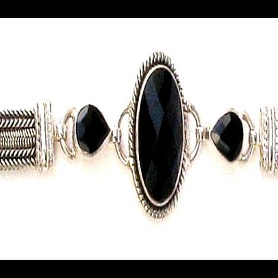 Bijoux indiens - Bracelet Onyx - Bracelet indien en argent