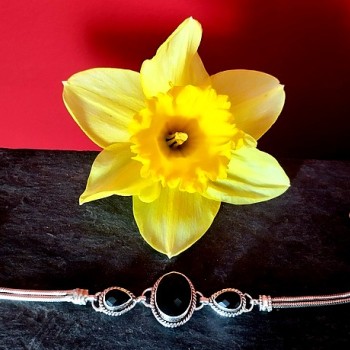 Bijoux indiens - Bracelet Onyx - Bracelet indien en argent