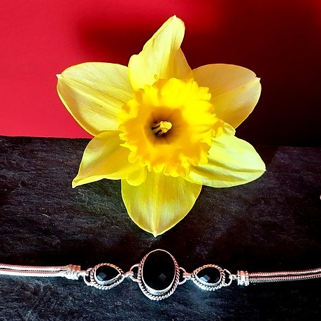 Bijoux indiens - Bracelet Onyx - Bracelet indien en argent