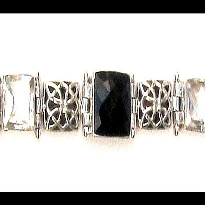 Bijoux indiens - Bracelet Onyx - Bracelet indien en argent