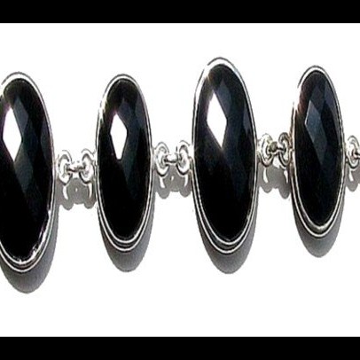 Bijoux indiens - Bracelet Onyx - Bracelet indien en argent