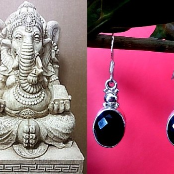 Bijoux Onyx argent - Boucles d'Oreilles indiennes Onyx