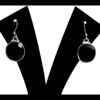 Bijoux Onyx argent - Boucles d'Oreilles indiennes Onyx