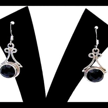 Bijoux Onyx argent - Boucles d'Oreilles indiennes Onyx