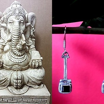 Bijoux Onyx argent - Boucles d'Oreilles indiennes Onyx