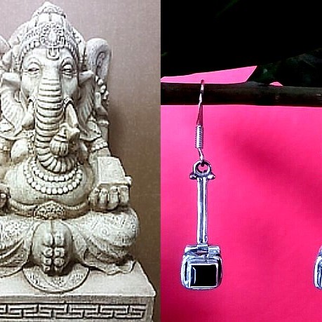 Bijoux Onyx argent - Boucles d'Oreilles indiennes Onyx