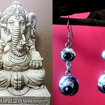 Bijoux Onyx argent - Boucles d'Oreilles indiennes Onyx