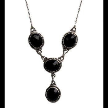 Bijoux indiens - Collier Onyx - Collier indien en argent