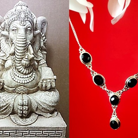 Bijoux indiens - Collier Onyx - Collier indien en argent