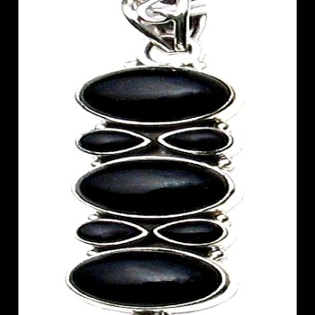 Pendentif indien argent – Onyx en cabochon