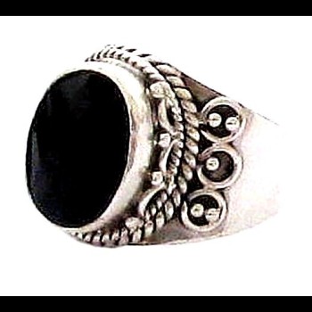 Bijoux indiens - Bague Onyx - Bague indienne en argent