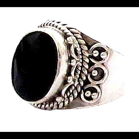 Bijoux indiens - Bague Onyx - Bague indienne en argent