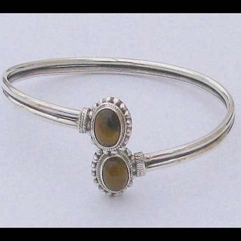 Bracelet indien oeil de tigre - Bijoux indiens argent