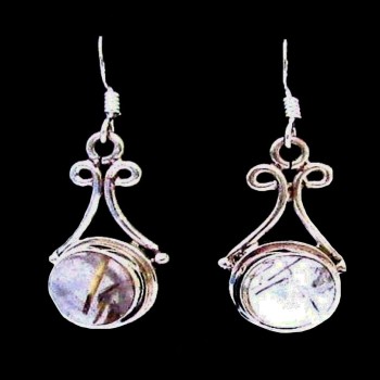 Bijoux indiens - Boucles d'Oreilles indiennes Quartz Rutile