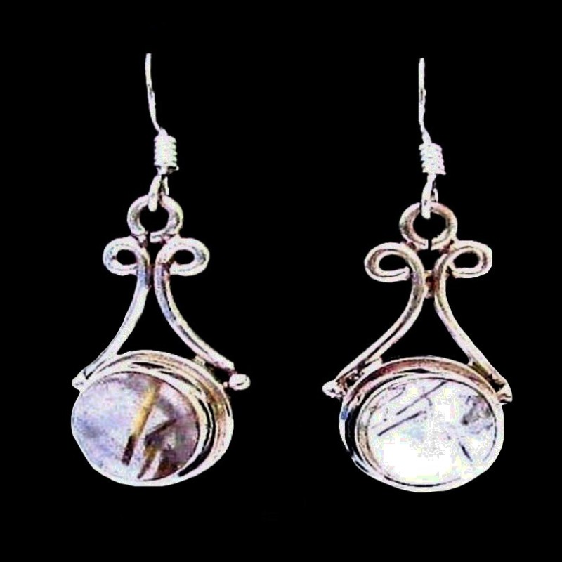 Bijoux indiens - Boucles d'Oreilles indiennes Quartz Rutile