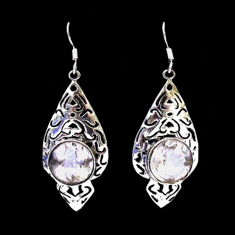 Quartz - Boucles d'Oreilles argent - Bijoux Inde