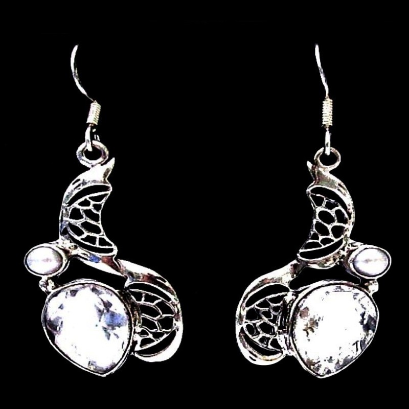 Quartz - Boucles d'Oreilles argent - Bijoux Inde