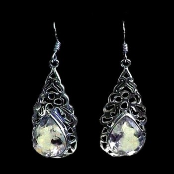 Quartz - Boucles d'Oreilles argent - Bijoux Inde
