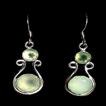 Bijoux indiens - Boucles d'Oreilles indiennes Quartz vert