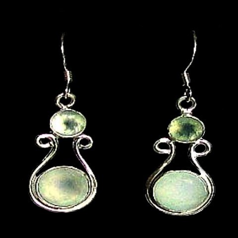 Bijoux indiens - Boucles d'Oreilles indiennes Quartz vert