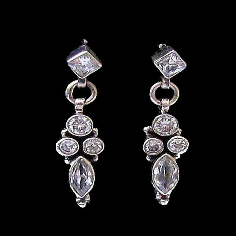 Quartz - Boucles d'Oreilles argent - Bijoux Inde