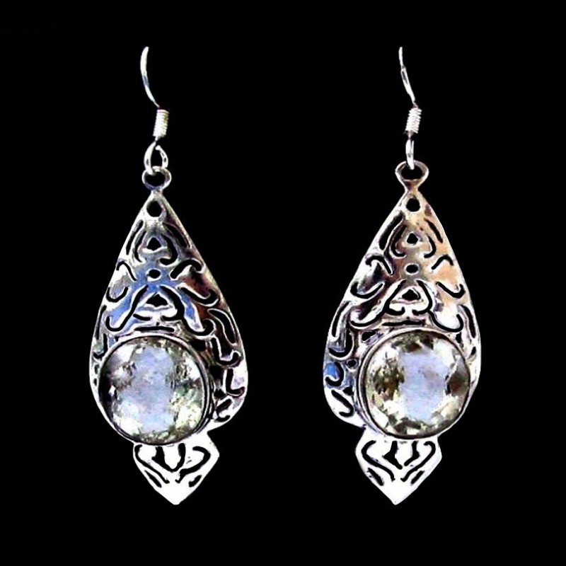 Quartz - Boucles d'Oreilles argent - Bijoux Inde