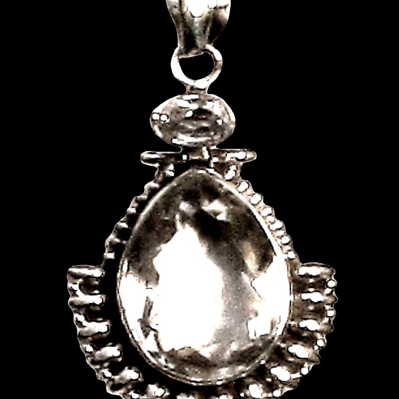 Quartz - Bijoux indiens - Pendentif indien en argent