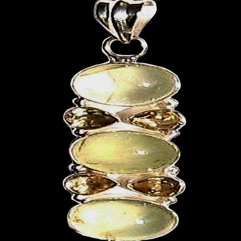 Quartz - Bijoux indiens - Pendentif indien en argent