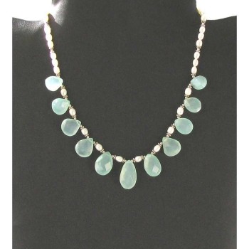 Bijoux indiens - Création Collier Quartz Vert et perles de culture