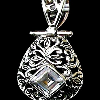 Quartz - Bijoux indiens - Pendentif indien en argent