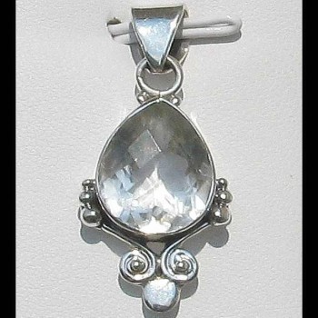 Quartz - Bijoux indiens - Pendentif indien en argent
