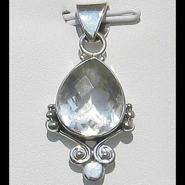 Quartz - Bijoux indiens - Pendentif indien en argent