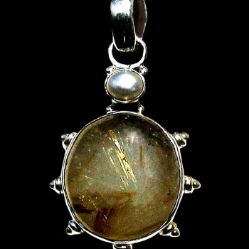 Pendentif argent Quartz Rutile - Pendentif indien - Bijoux Inde