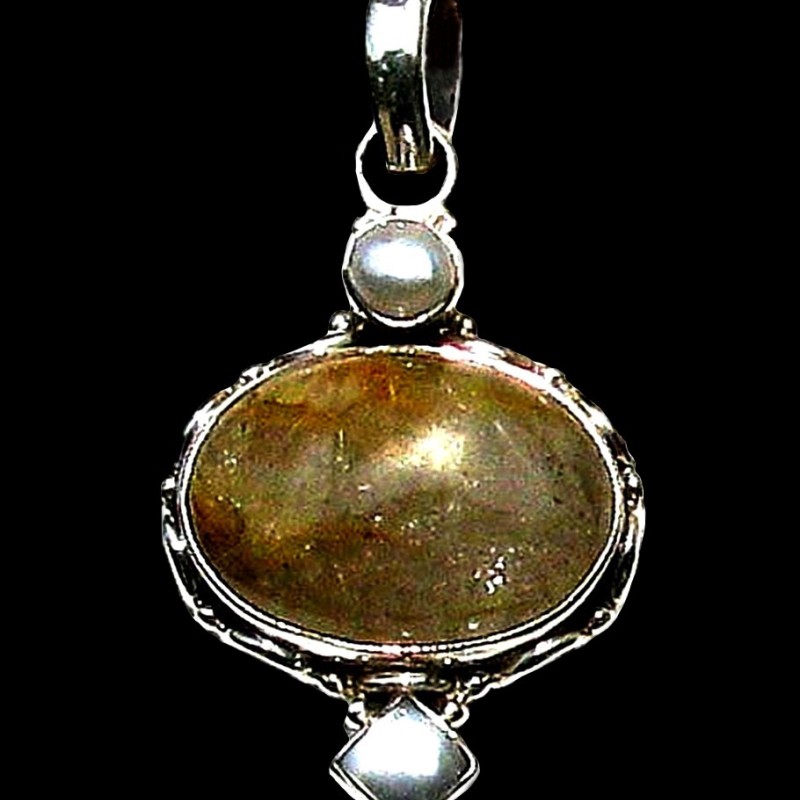 Pendentif argent Quartz Rutile - Pendentif indien - Bijoux Inde