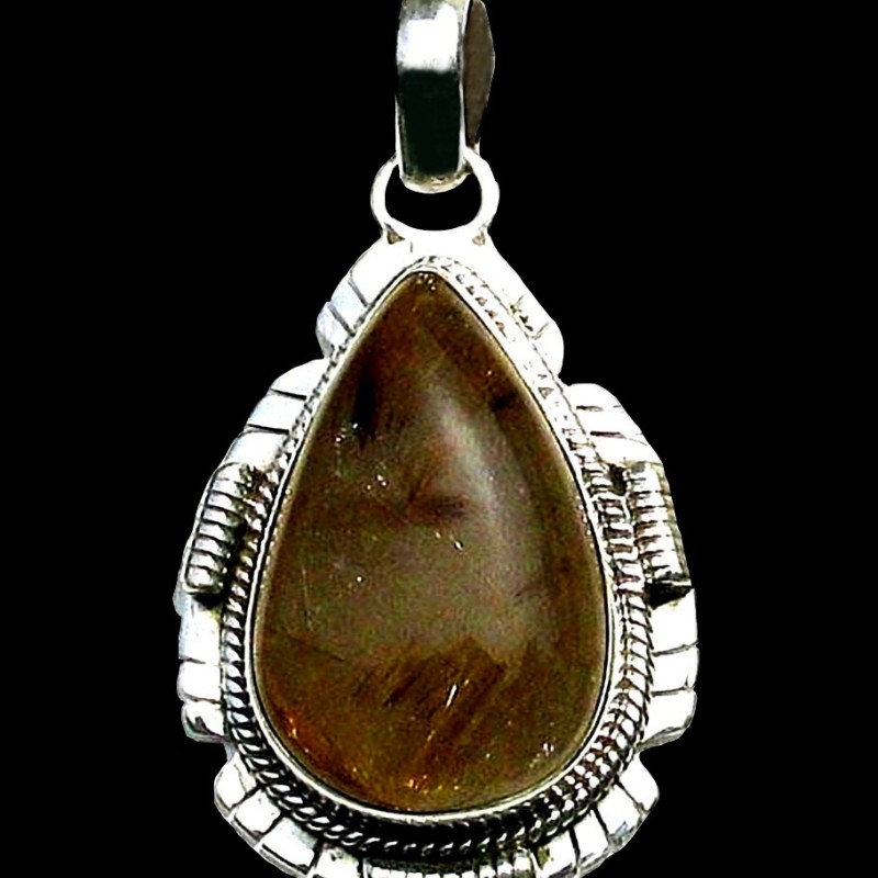 Pendentif argent Quartz Rutile - Pendentif indien - Bijoux Inde