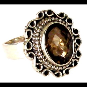 Bijoux Quartz Fumé - Bague indienne - Bijoux indiens