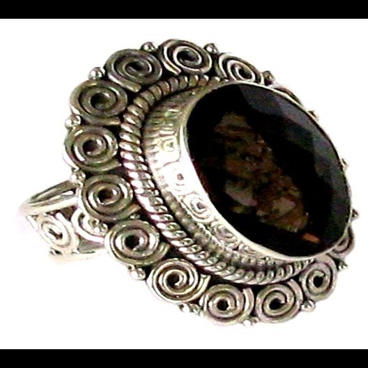 Bijoux Quartz Fumé - Bague indienne - Bijoux indiens