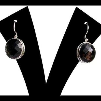 Boucles d'Oreilles argent et quartz fumé – Bijoux de l’inde