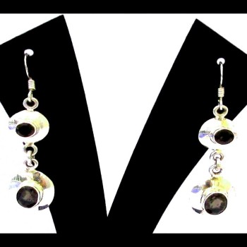 Bijoux Quartz Fumé - Boucles d'Oreilles indiennes - Bijoux Inde