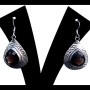 Boucles d'Oreilles monture argent martelé et pierres quartz fumé facettées