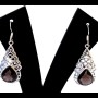 Boucles d'Oreilles pendantes argent et quartz fumé issues de l’inde