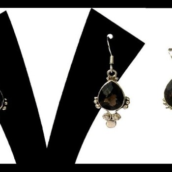 Bijoux argent quartz fumé - Parure indienne - Bijoux indiens