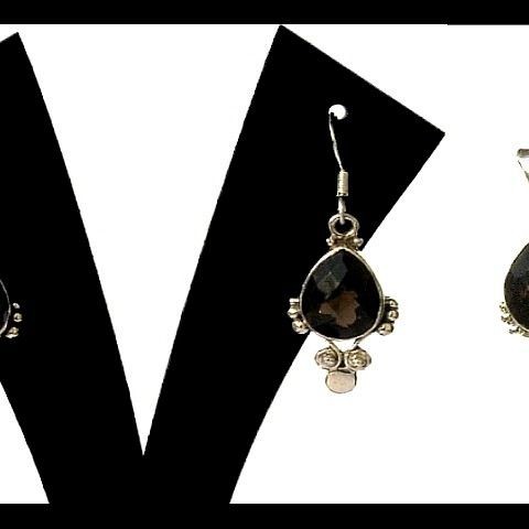 Bijoux argent quartz fumé - Parure indienne - Bijoux indiens